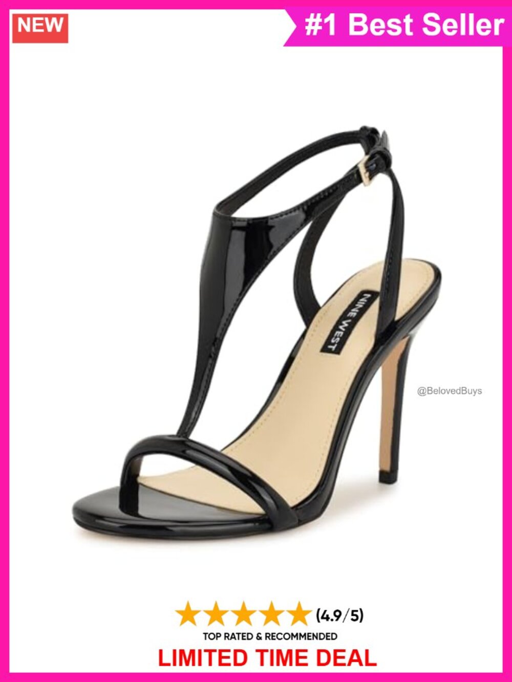 Nine West Mandey Faux Patent Leather Stiletto Heeled Dress Sandals